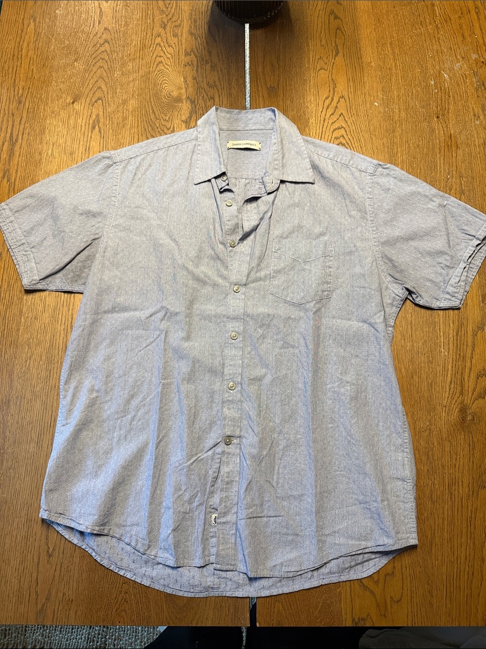 Men's James Campbell Light Blue Paisley Short-Sleeve Button-Up Shirt